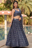 Tantalizing Grey Sequins Georgette Engagement Wear Lehenga Choli