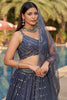 Tantalizing Grey Sequins Georgette Engagement Wear Lehenga Choli