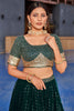 Captivating Green Sequins Georgette Mehendi Wear Lehenga Choli