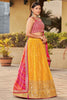 Delightful Yellow Sequins Georgette Haldi Wear Lehenga Choli