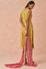 Incredible Yellow Floral Embroidery Work Silk Pant Suit With Dupatta