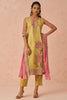 Incredible Yellow Floral Embroidery Work Silk Pant Suit With Dupatta