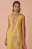 Incredible Yellow Floral Embroidery Work Silk Pant Suit With Dupatta