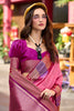 Attractive Pink Zari Weaving Silk Event Wear Saree With Blouse