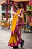 Glamorous Yellow Zari Weaving Silk Traditional Wear Saree With Blouse