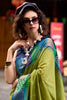 Extraordinary Olive Green Zari Weaving Silk Event Wear Saree With Blouse