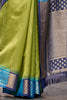 Extraordinary Olive Green Zari Weaving Silk Event Wear Saree With Blouse