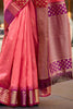 Amazing Coral Red Zari Weaving Silk Function Wear Saree With Blouse