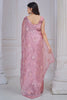 Astonishing Light Pink Sequins Work Organza Party Wear Saree
