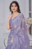 Shocking Lavender Sequins Work Organza Event Wear Saree
