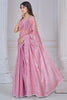 Dazzling Baby Pink Hand Work Organza Party Wear Saree With Blouse