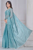 Astonishing Sky-Blue Hand Work Organza Bollywood Saree With Blouse