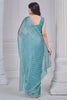 Astonishing Sky-Blue Hand Work Organza Bollywood Saree With Blouse