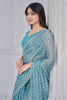 Astonishing Sky-Blue Hand Work Organza Bollywood Saree With Blouse