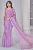 Unexpected Lavender Zarkan Work Organza Party Wear Saree With Blouse