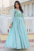 Attractive Blue Bandhej Print Chinon Function Wear Gown