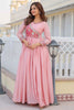 Beautiful Pink Bandhej Print Chinon Event Wear Gown