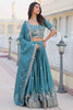 Glamorous Blue Thread Work Chinon Wedding Wear Lehenga Choli