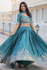 Glamorous Blue Thread Work Chinon Wedding Wear Lehenga Choli