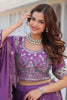 Dazzling Purple Heavy Embroidery Work Chinon Event Wear Lehenga Choli