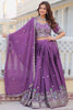 Dazzling Purple Heavy Embroidery Work Chinon Event Wear Lehenga Choli