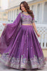 Dazzling Purple Heavy Embroidery Work Chinon Event Wear Lehenga Choli