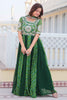 Beautiful Green Bandhej Print Georgette Gown With Dupatta