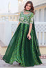 Beautiful Green Bandhej Print Georgette Gown With Dupatta