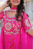 Tantalizing Rani Pink Bandhej Print Georgette Gown With Dupatta