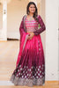 Surprising Pink Embroidered Chinon Wedding Lehenga Choli With Dupatta