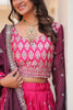 Surprising Pink Embroidered Chinon Wedding Lehenga Choli With Dupatta