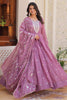 Wonderful Pink Sequins Georgette Wedding Wear Gown With Dupatta
