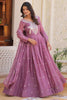 Wonderful Pink Sequins Georgette Wedding Wear Gown With Dupatta