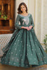 Delightful Green Sequins Georgette Event Wear Gown With Dupatta