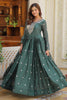 Delightful Green Sequins Georgette Event Wear Gown With Dupatta
