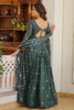 Delightful Green Sequins Georgette Event Wear Gown With Dupatta