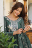 Delightful Green Sequins Georgette Event Wear Gown With Dupatta