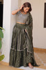 Stunning Olive Green Sequins Georgette Mehendi Wear Lehenga Choli