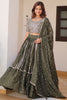 Stunning Olive Green Sequins Georgette Mehendi Wear Lehenga Choli