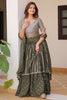 Stunning Olive Green Sequins Georgette Mehendi Wear Lehenga Choli