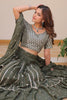 Stunning Olive Green Sequins Georgette Mehendi Wear Lehenga Choli