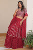 Ravishing Red Sequins Georgette Wedding Wear Lehenga Choli