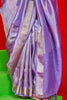 Attractive Purple Zari Weaving Silk Event Wear Saree With Blouse