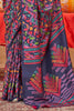 Marvelous Navy-Blue Digital Printed Silk Office Wear Saree With Blouse
