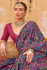 Marvelous Navy-Blue Digital Printed Silk Office Wear Saree With Blouse