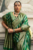 Alluring Green Zari Weaving Viscose Silk Mehendi Wear Saree