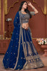 Attractive Navy-Blue Sequins Georgette Wedding Wear Lehenga Choli