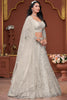 Pretty Off-White Embroidered Net Bridesmaid Lehenga Choli With Dupatta