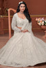 Pretty Off-White Embroidered Net Bridesmaid Lehenga Choli With Dupatta