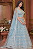 Tantalizing Sky-Blue Sequins Net Bridesmaid Lehenga Choli With Dupatta